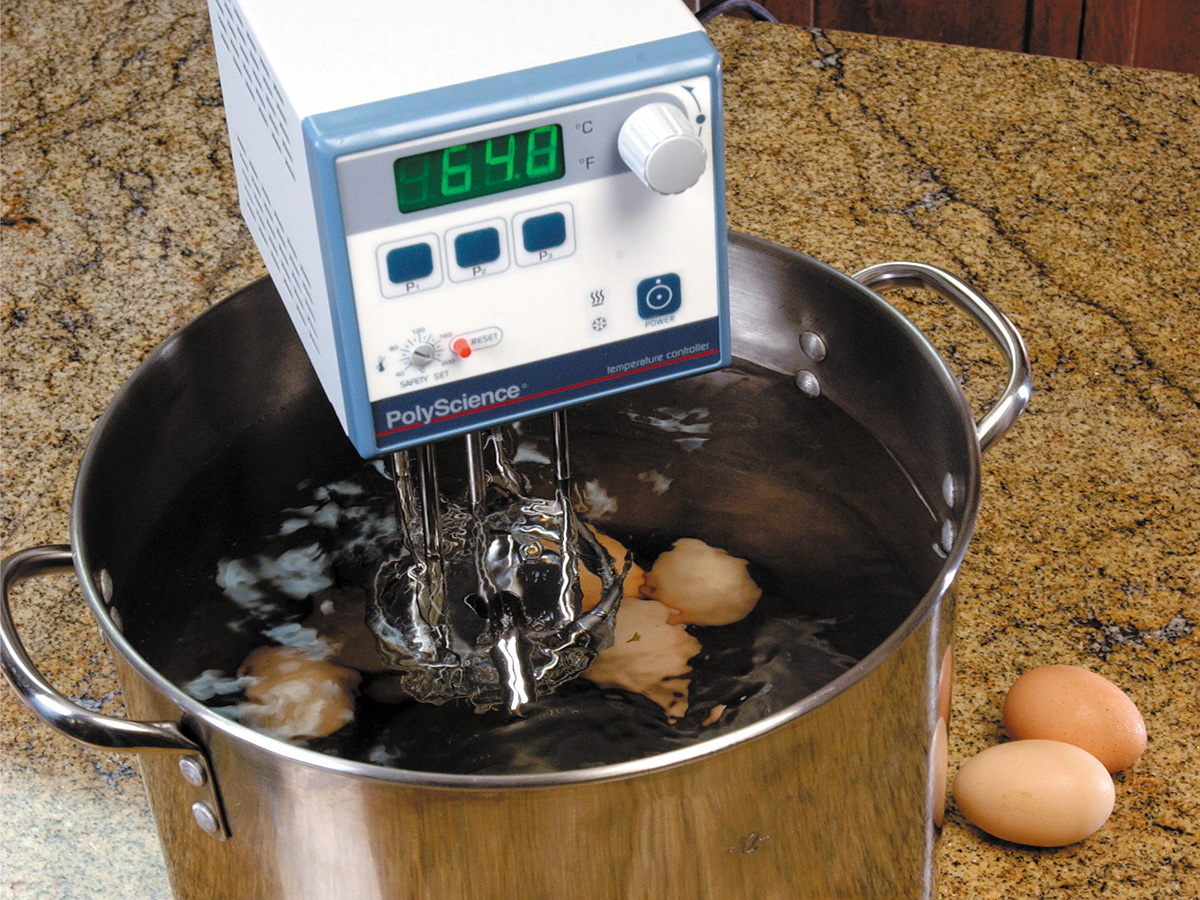 Eggs cooking with sous vide