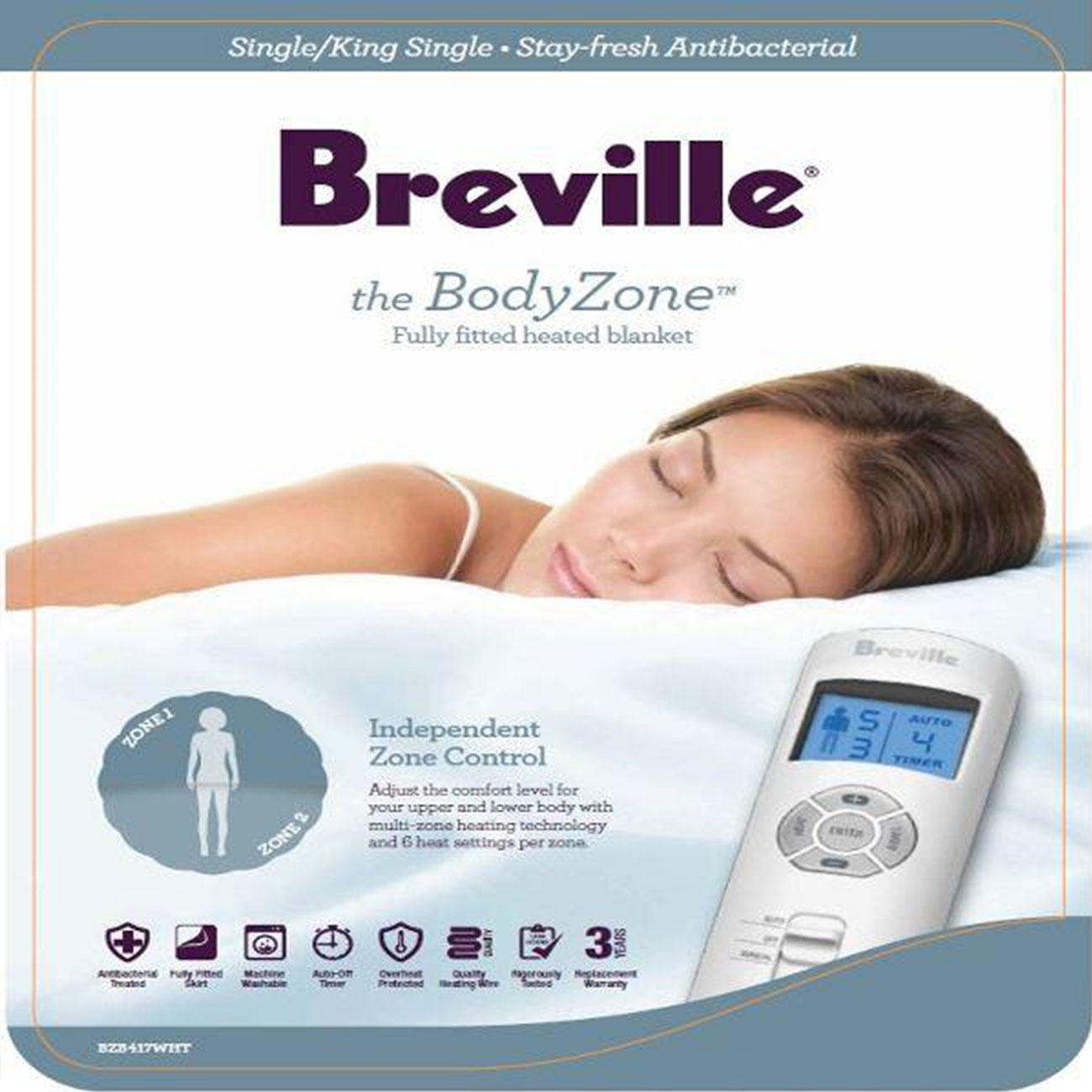 BodyZone™ King Quilted Fitted Heated Blanket • Breville