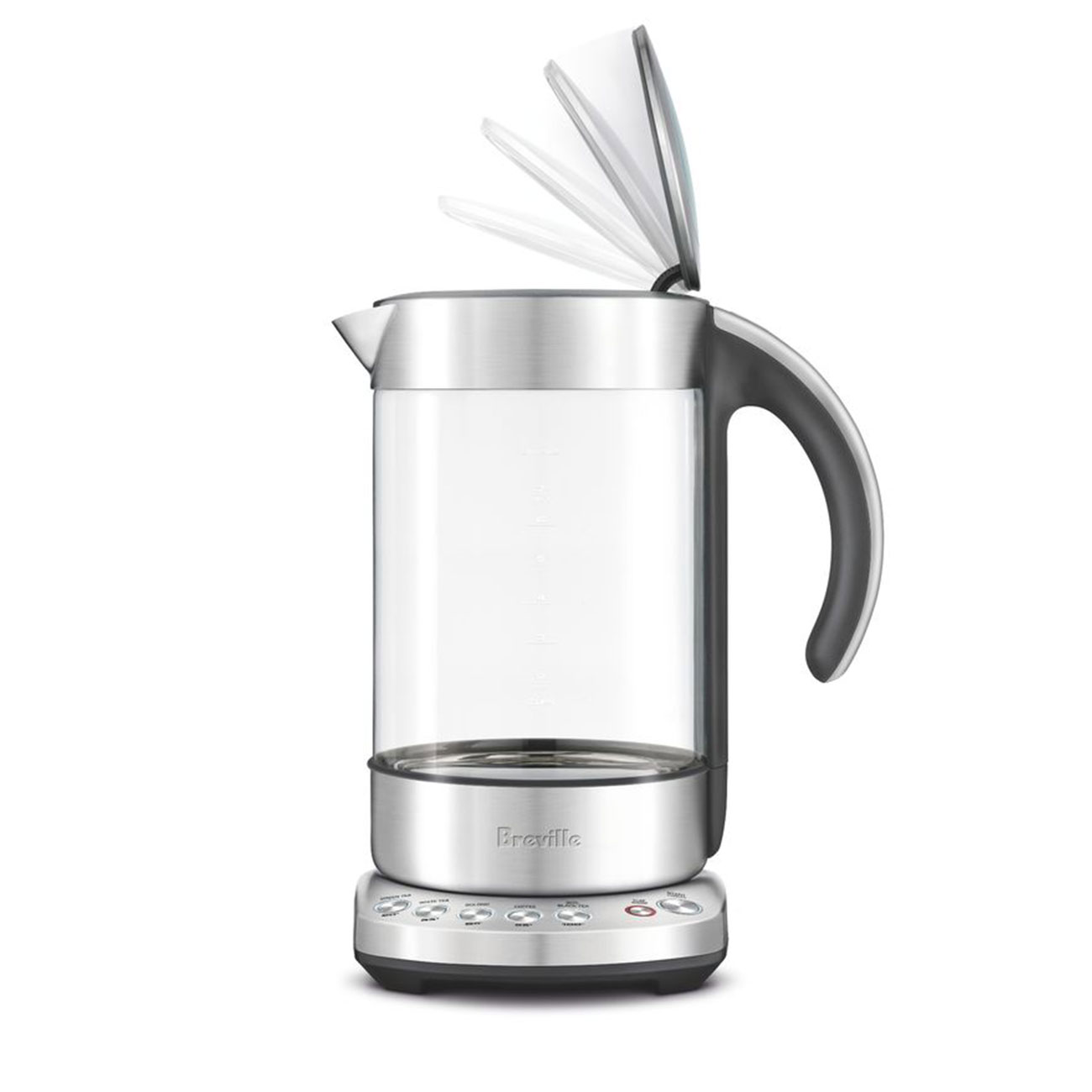 the Smart Kettle clear in brushed stainless steel open lid