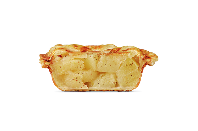 Cross section of potato pie.