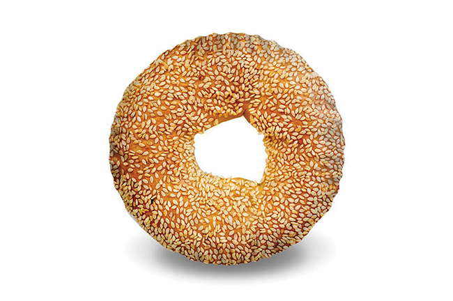 Evenly toasted bagel.