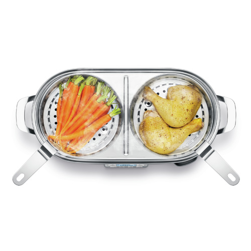the Steam Zone™ Sage Cooker in Brushed Stainless Steel independent control and synchronized finish