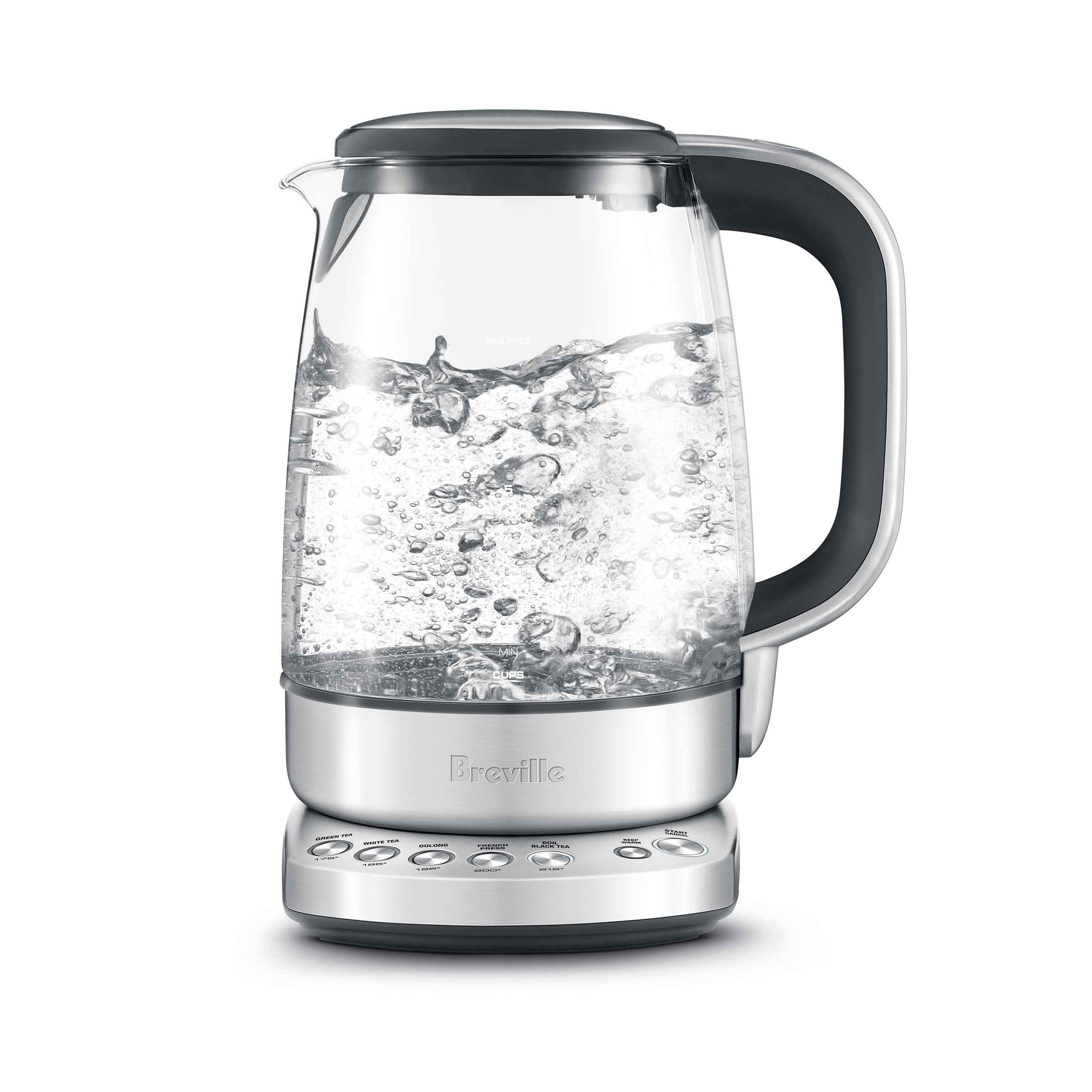 the IQ Kettle Pure in Brushed Stainless Steel boiling