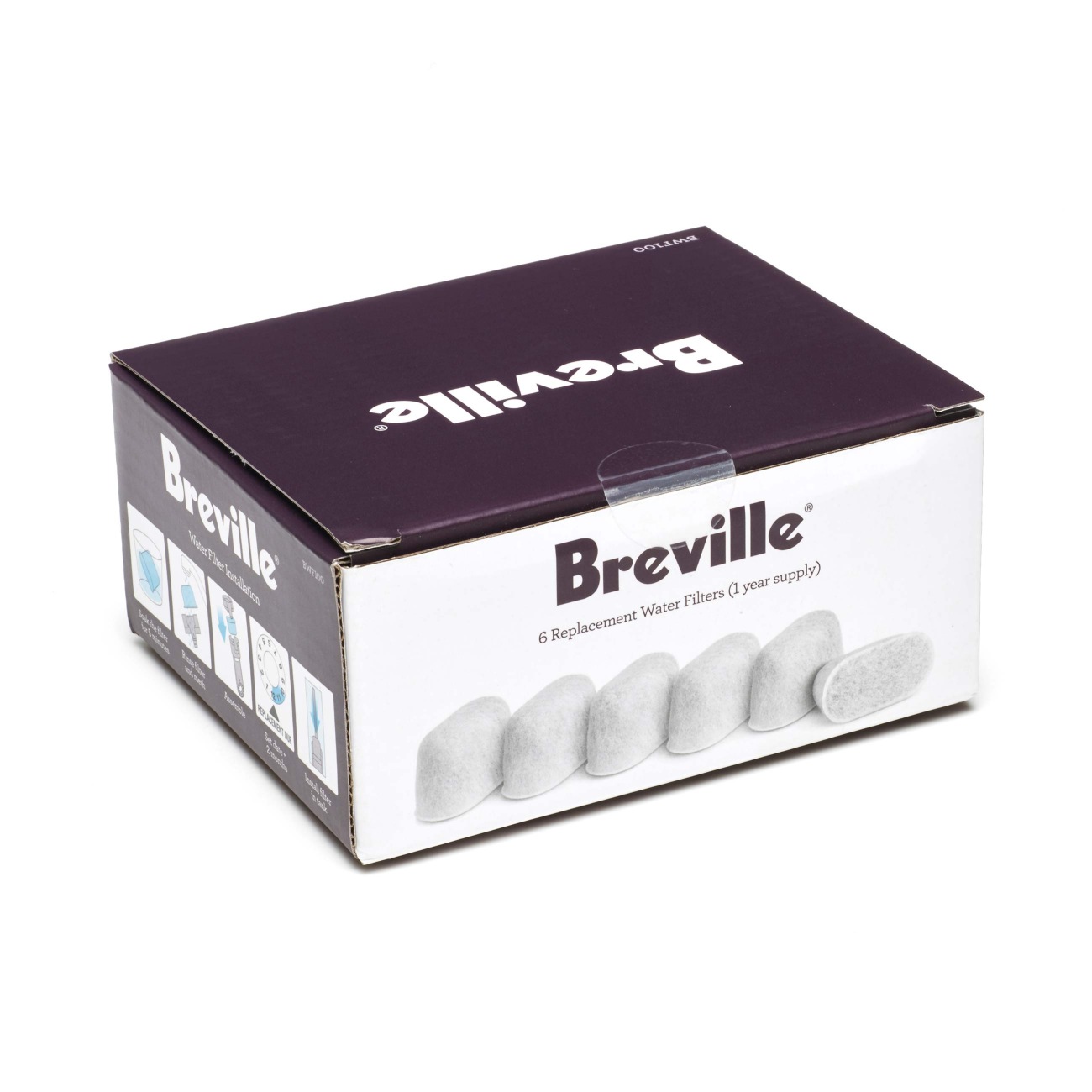 Filtros de agua compatibles BWF100 Breville paquete de 6 unidades 