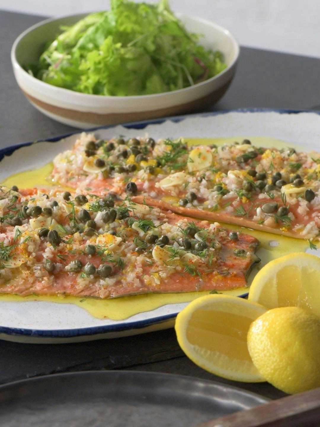Baked Trout with Lemon, Capers and Dill