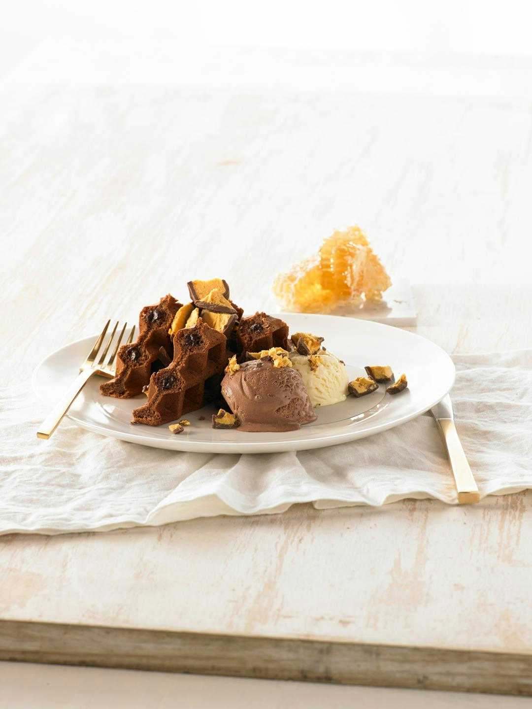 Double Chocolate Waffles with Honeycomb