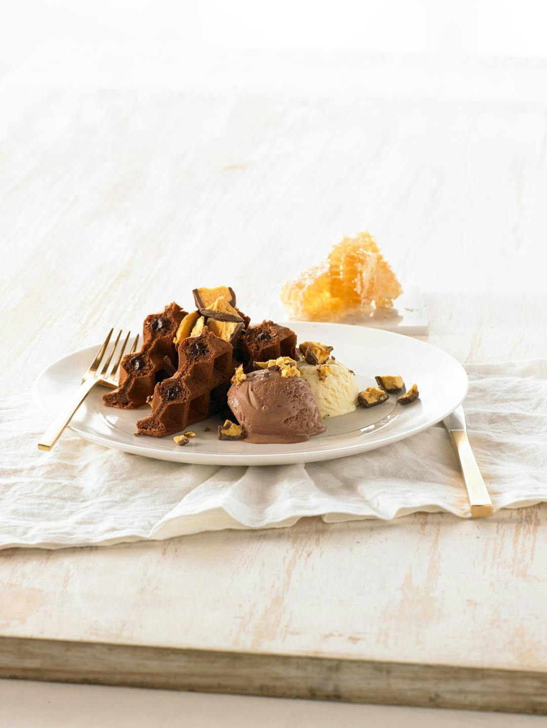 Double Chocolate Waffles with Honeycomb