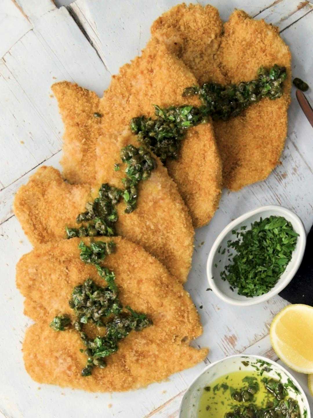 Air-Fried Chicken Schnitzel with Capers and Lemon