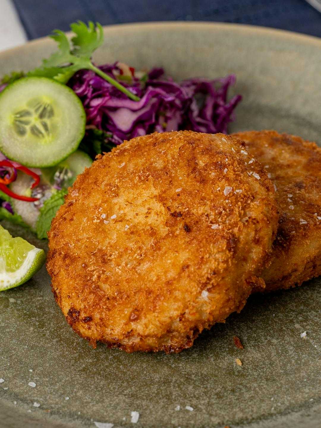 Fish Fritters with Asian Slaw