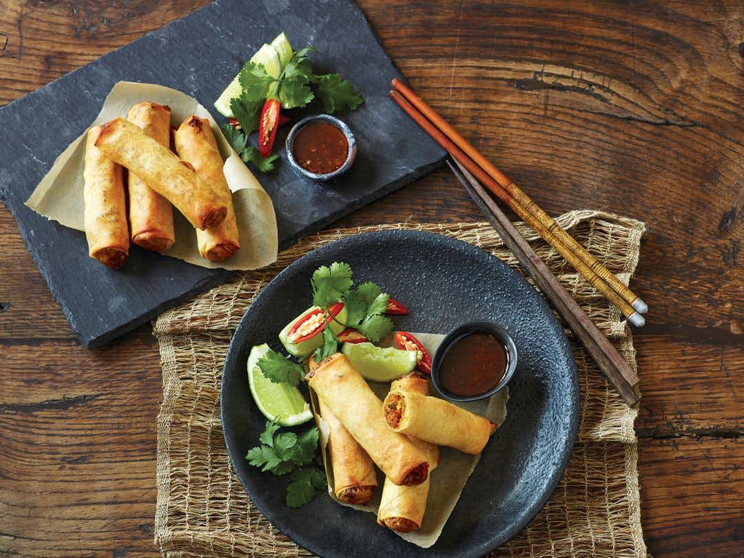 Air-Fried Spring Rolls with Sweet Chili Dipping Sauce
