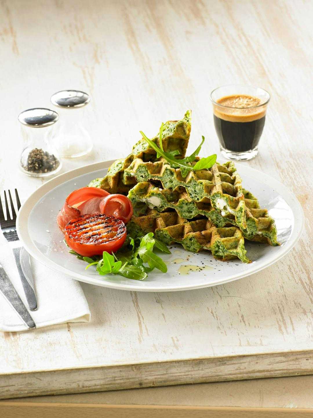 Feta and Spinach Waffles